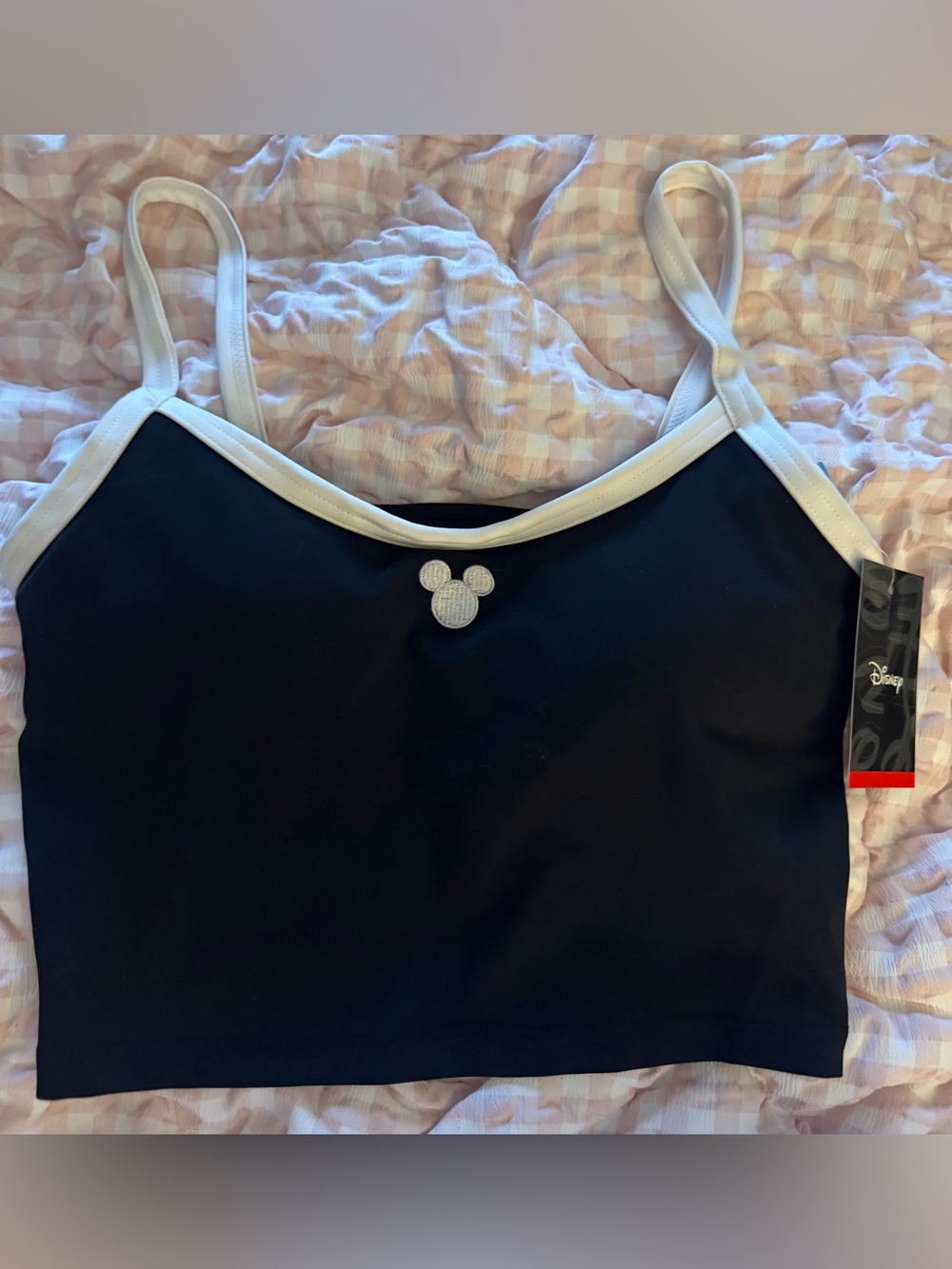 Disney Black and White Cropped Bandeau Tank with Mickey Detail